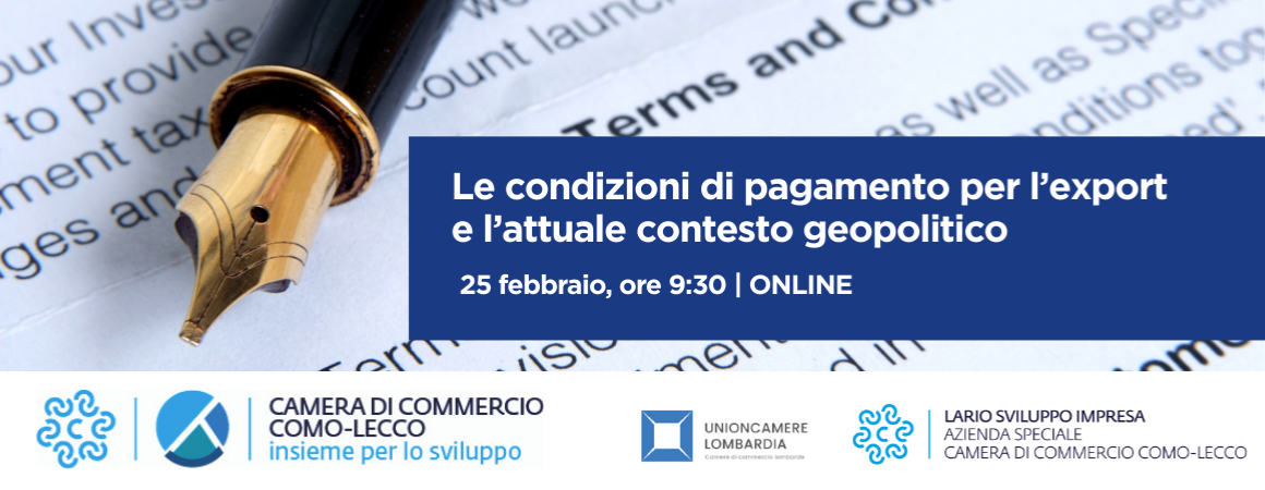 Le condizioni di pagamento per l�export
